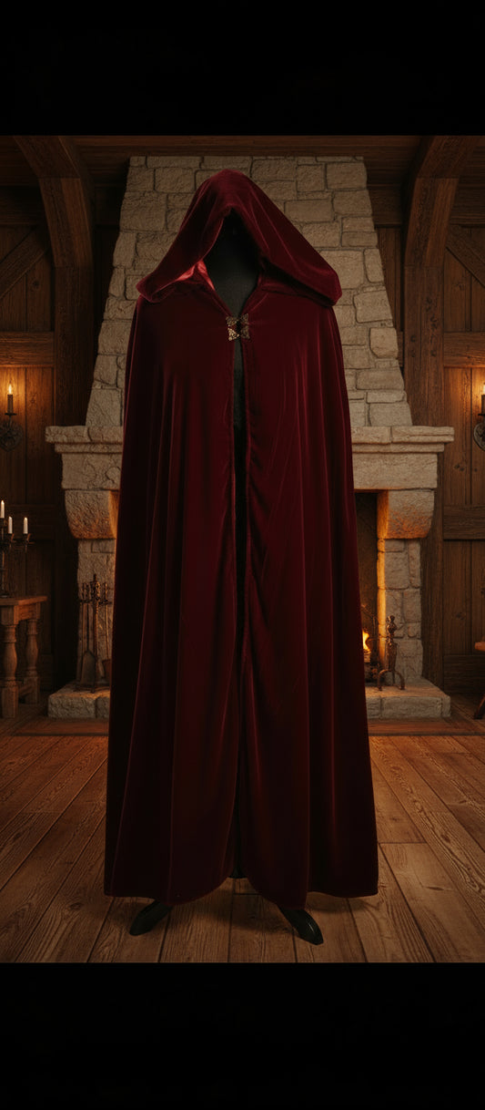 Velvet Cloak with Satin Lining Mid Length (Knees)