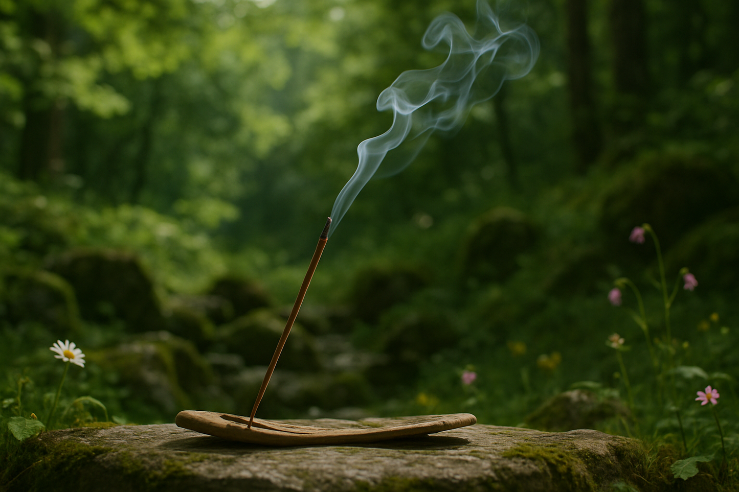 incense stick burning in natural environment