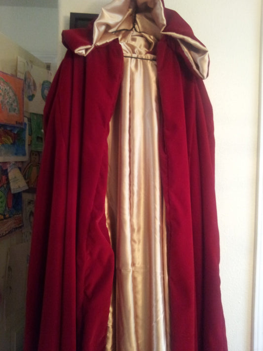 Velvet Cloak with Satin Lining Short Length (Waist)