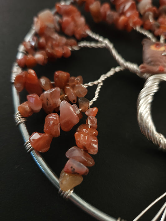 Red Agate Tree of Life Suncatcher