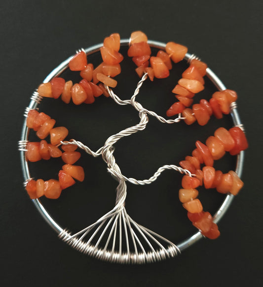 Red Aventurine Tree of Life Suncatcher