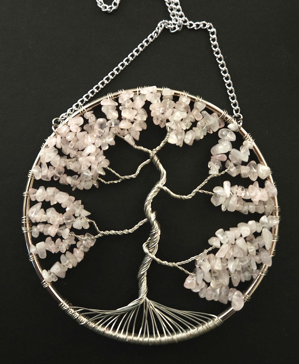 Rose Quartz Tree of Life Suncatcher