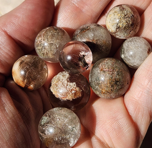 Garden quartz (Lodolite) Mini Spheres
