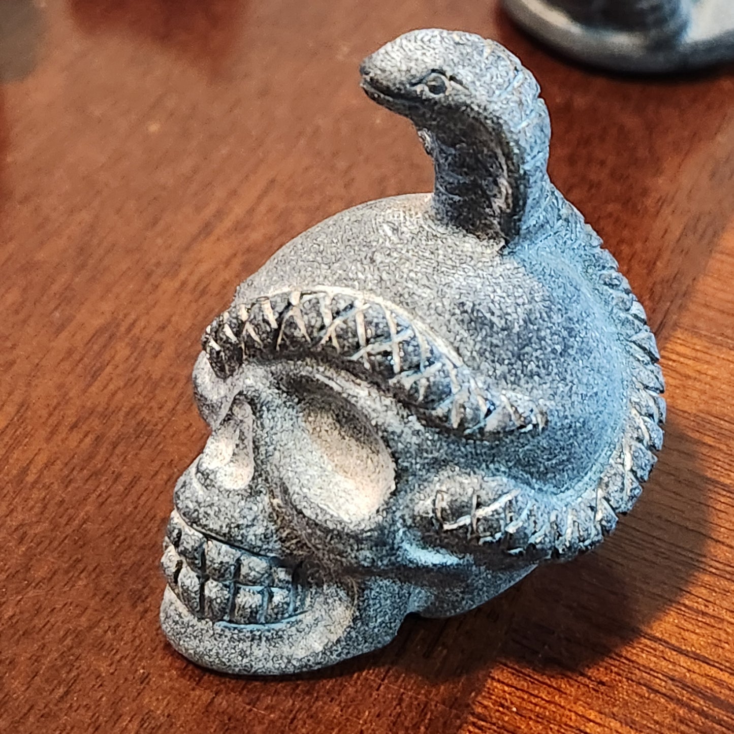 Obsidian Skull with Snake