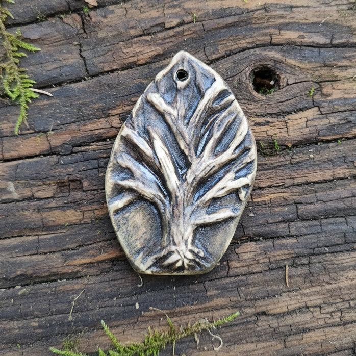 Winter Tree Ceramic Pendant