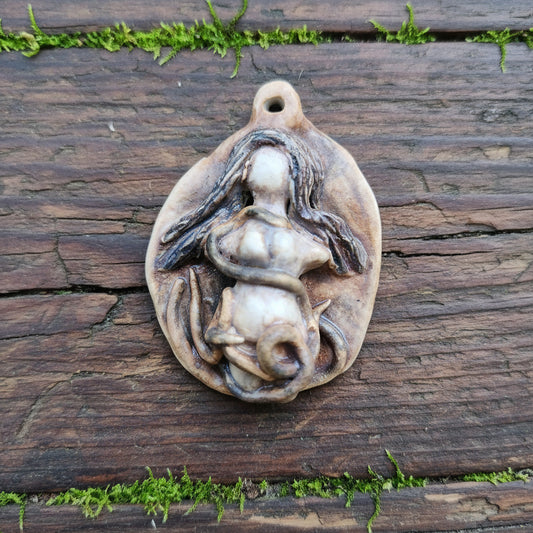 Vine bound Goddess Ceramic Pendant