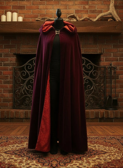 Velvet Cloak with Satin Lining Mid Length (Knees)