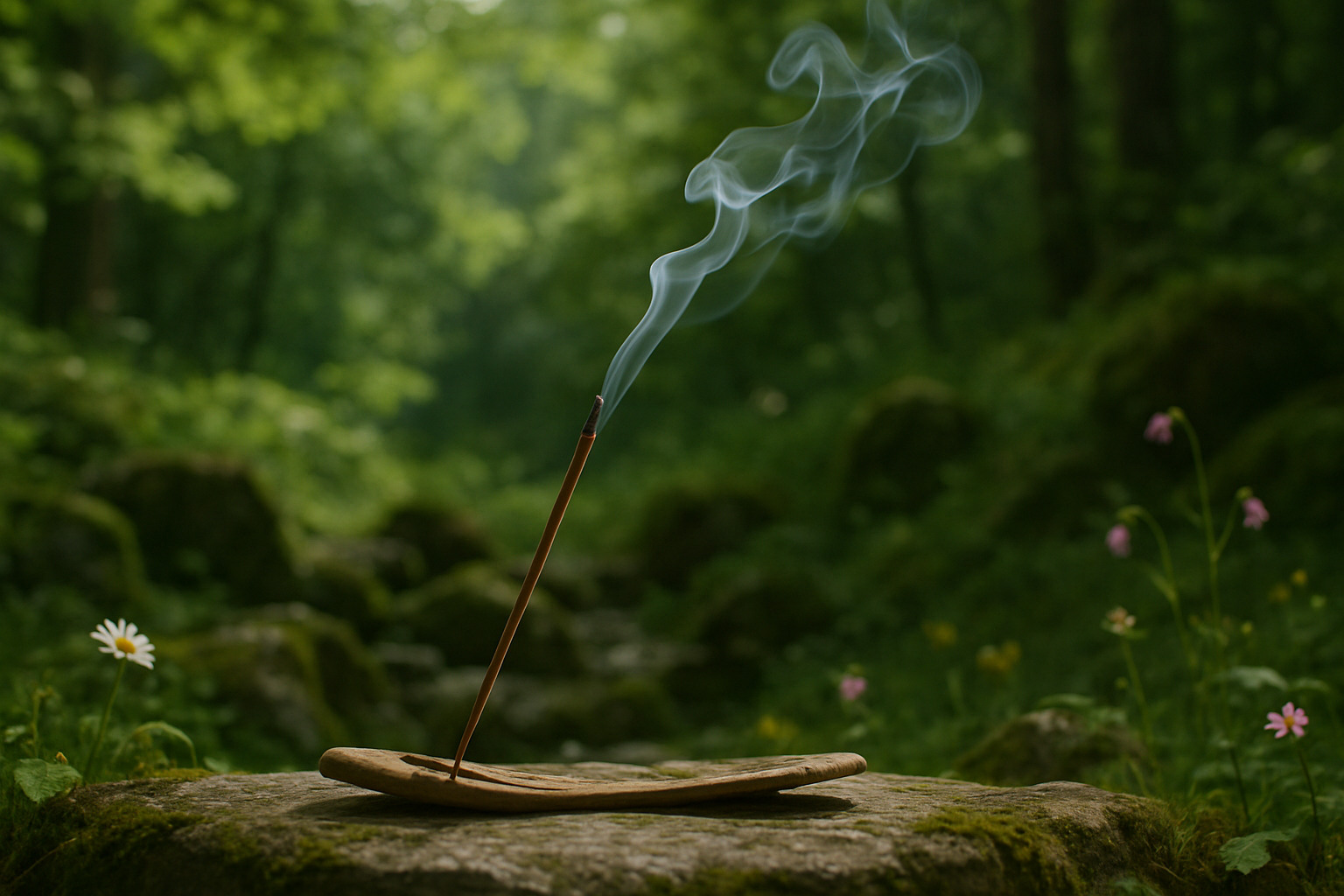 incense stick burning in natural environment