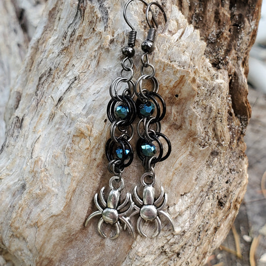 Samhain Chainmaille Spider Earrings