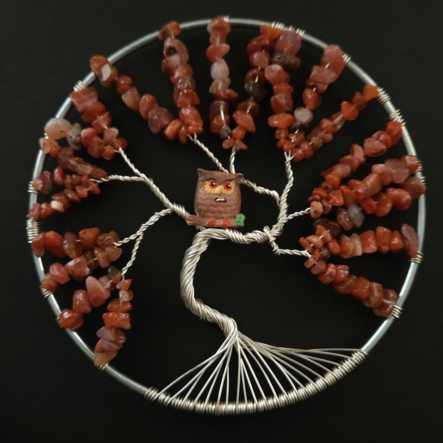 Red Agate Tree of Life Suncatcher