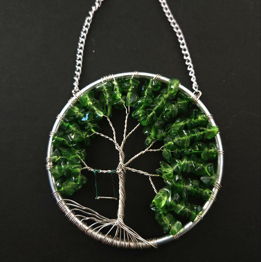 Green Glass Tree of Life Suncatcher