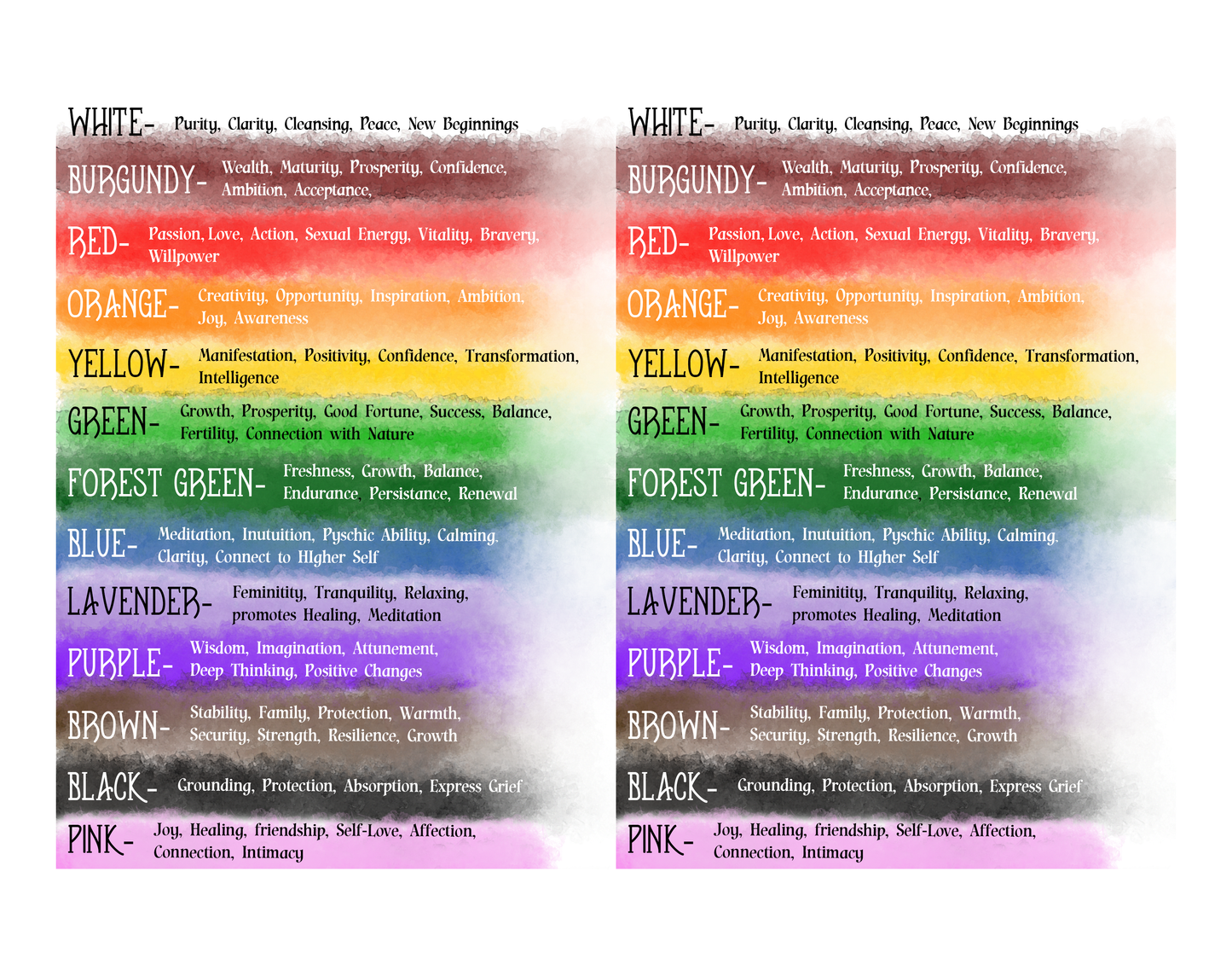 Color Reference Sheet - DIGITAL DOWNLOAD ONLY