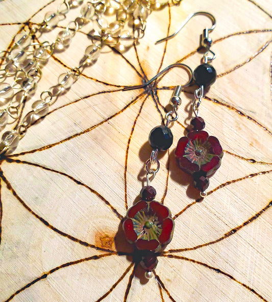 Strength and Self-Empowerment Red Flower Earrings
