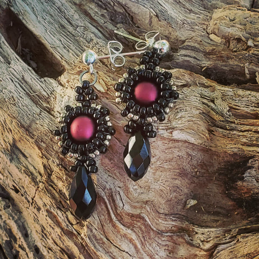 Red and Black Victorian Gothic Drop Earrings