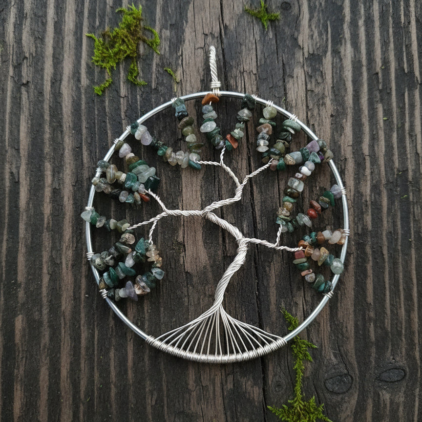 Moss Agate Tree of Life Suncatcher