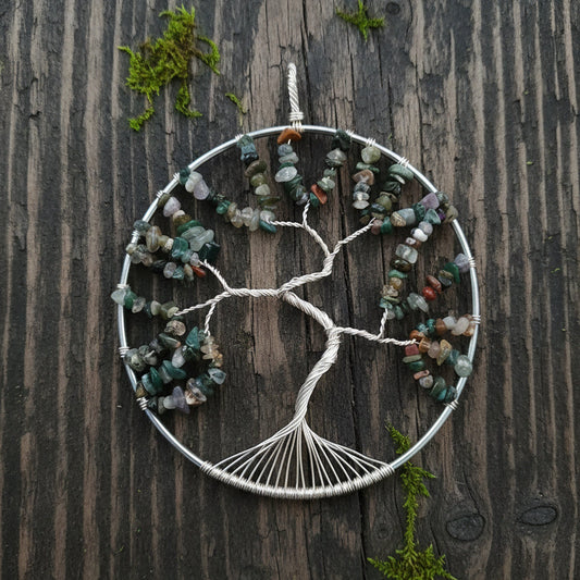 Moss Agate Tree of Life Suncatcher