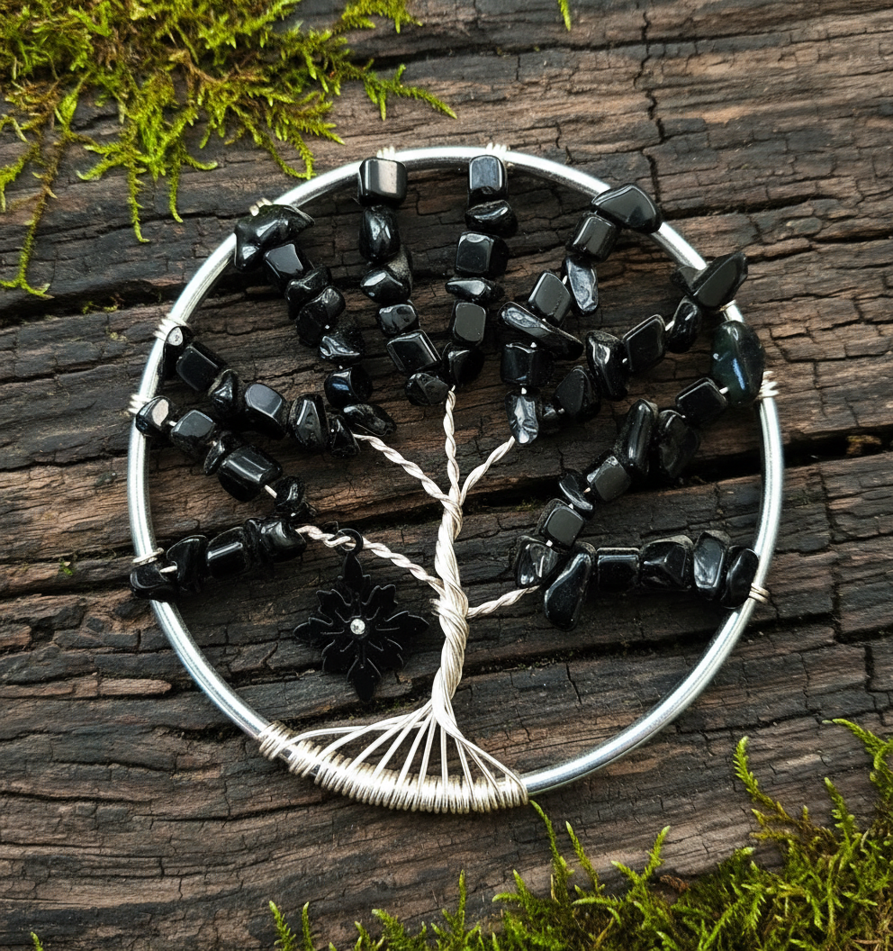 Obsidian Tree Of Life Suncatcher